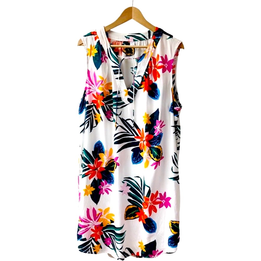 NWT! OLD NAVY Coastal Tropical Preppy Cruisewear Dress Small Floral Colorful
